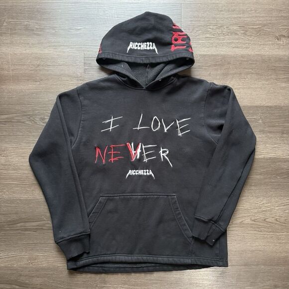 Ricchezza I Love NevHer Hoodie Size Large Rich Off My Exes 2020 Rare Black - Picture 1 of 10